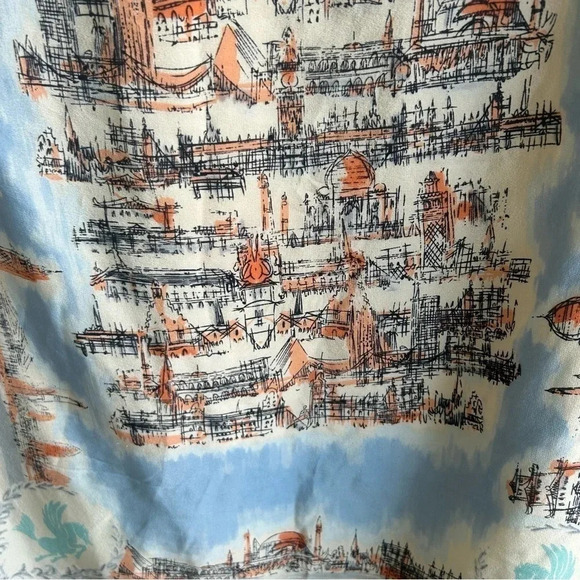 Anthropologie Maeve 100% Silk Around the Town London Cityscape Tunic Dress - Picture 3 of 12